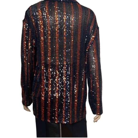Zara shirt blouse with sparkles black and orange - Picture 5 of 10